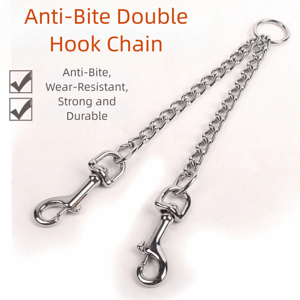 

Stainless Steel 2 Way Dog Leash Double Hook Wear Resistant Pet Training Lead Multifunctional 2 Dogs Twin Lead for Two Dogs