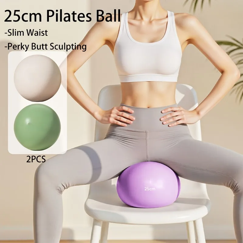 Mini Bola de Yoga de 25cm em PVC Macio, Bola Inflável para Pilates, Fácil de Inflar, Bola de Exercício Antiderrapante para Academia e Fitness