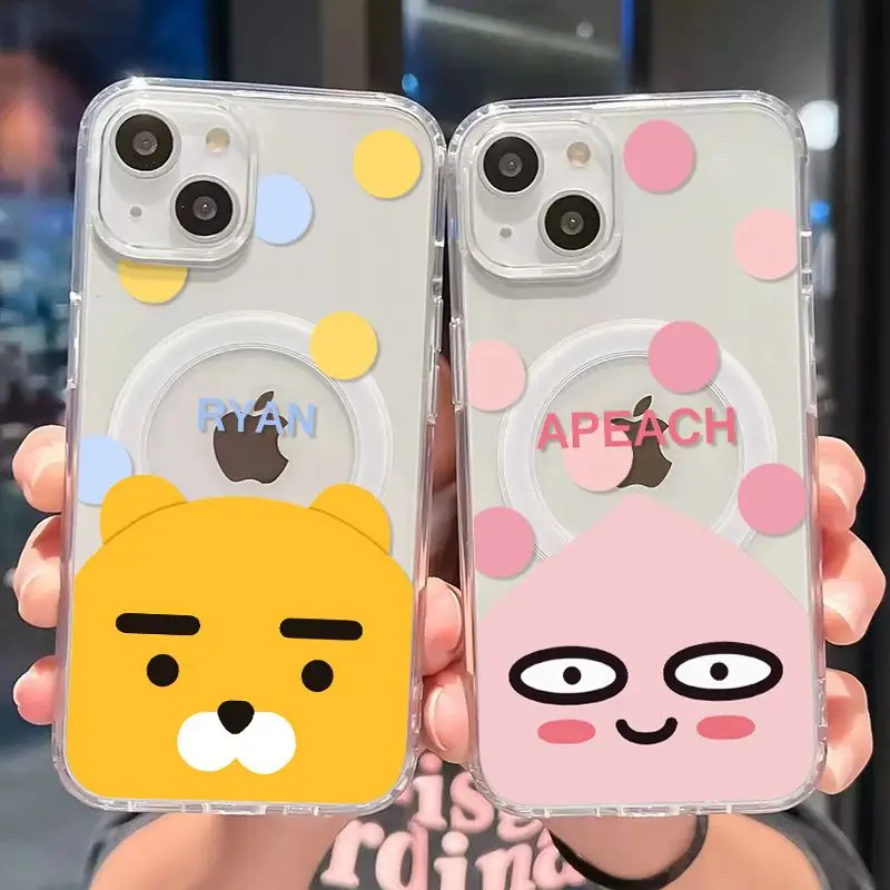 Cute Cartoon K-KAKAO FRIENDS Magsafe Magnetic Phone Case For iPhone 16 15 14 13 12 11 Pro Max Soft Transparent Shockproof Cover