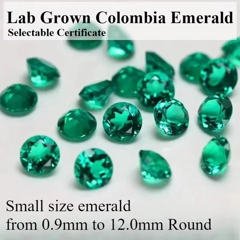 Lab Grown Columbia Emerald Round Shape Hand-cut Gemstone VVS1 for Jewelry Rings Earrings Making Selectable Certificate