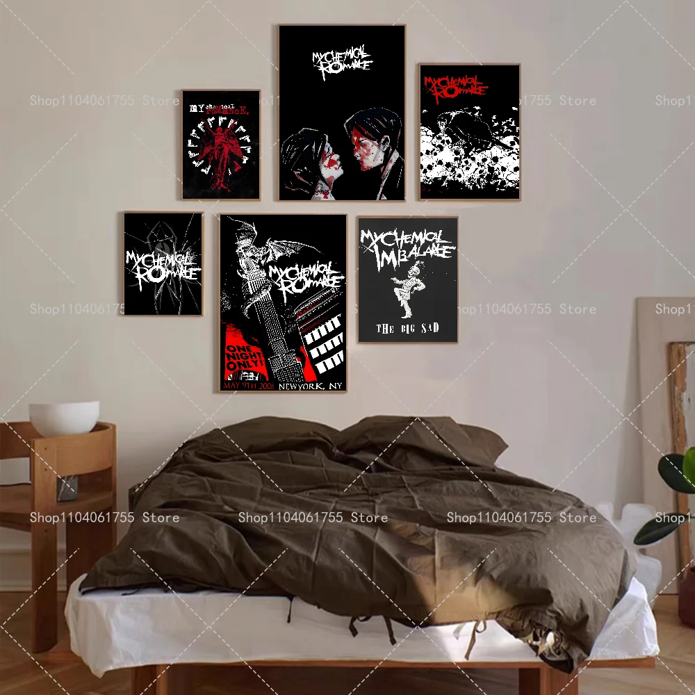 1PC My Chemical Romance Band Poster Self-adhesive Art Waterproof Paper Sticker Coffee House Bar Room Wall Decor