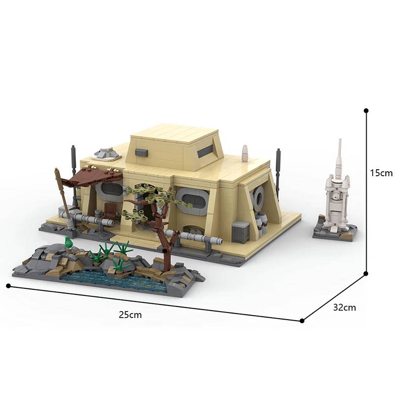 Conjunto de construção MOC Beskar Clan Outpost, casa segura oculta do caçador de recompensas, kit de diorama de abrigo de montanha tático