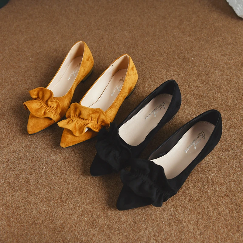 

Retro Bow Low Top Pointed Toe Women's Single Shoes Elegant Soft Sole Lightweight Mary Jane Shoes