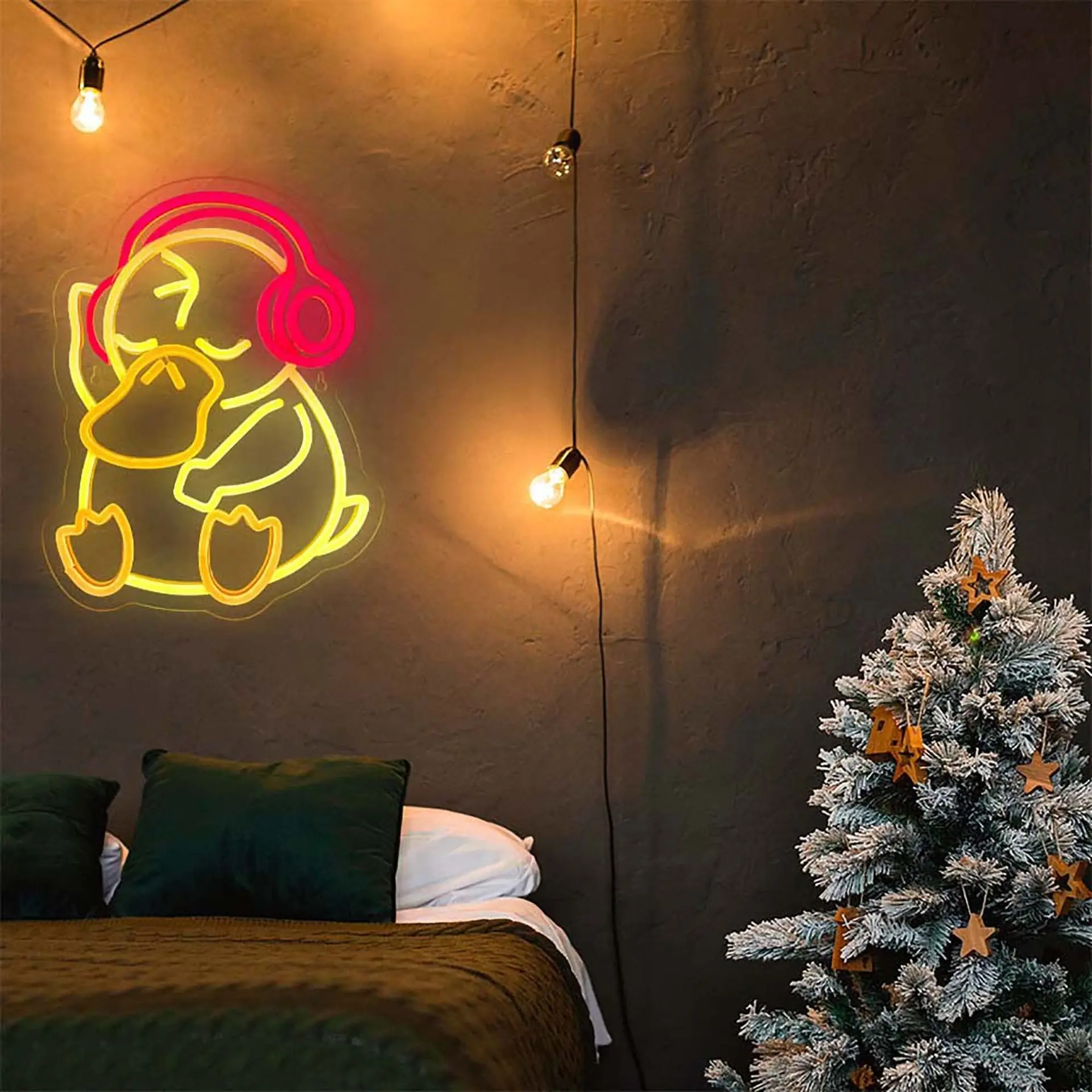 Imagem -02 - Anime Neon Sign Luzes Led Duck Light Presente de Aniversário Quarto de Natal Decoração do Quarto Acessórios da Lâmpada Navidad Decor