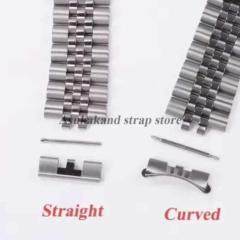 Соединители ремешка из нержавеющей стали для Seiko SKX007 SKX009 для Oyster Jubilee, изогнутая плоская концевая ссылка 18/19/20/21/22 мм, ремешок-адаптер
