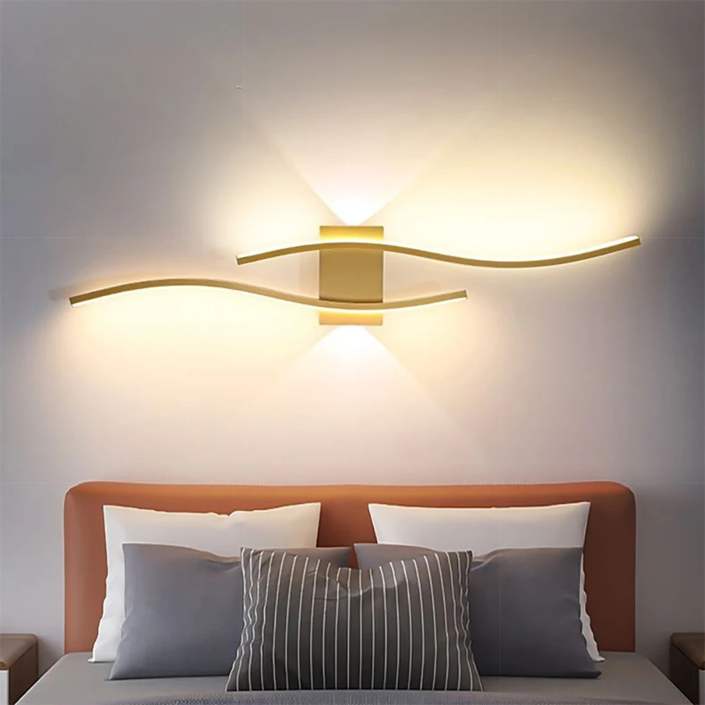 Moderne LED-Wandleuchte, einfache Linien, 60/80 cm, erhältlich in drei Farben, Schlafzimmer, Nachttisch, TV-Wand, Korridor, Innenbeleuchtung – Detail 6