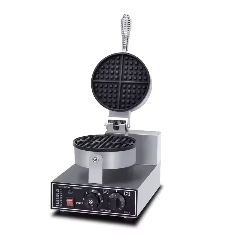 상업용 스테인리스 스틸 4구 와플 메이커 회전식 및 효율적인 단열 균일 가열 와플 기계