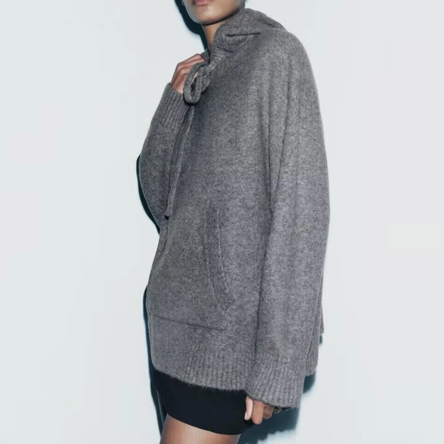 Z Faionable Casual Loose Strick-Sweatshirt für Damen 2025, neuer Sle, vielseitiger, bequemer langer Sve-Hoodie