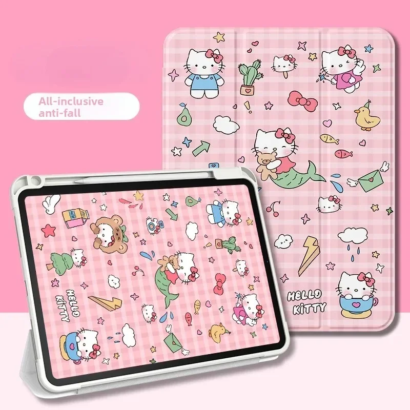 MINISO Hello Kitty para ipad Funda iPad A16 11in Pro4 5 6 Funda para tableta Ipad Air3 4 5 Mini 6 7 10th 11th Gen Funda protectora