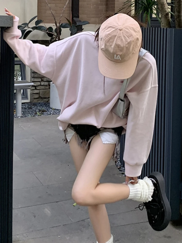 Sweatshirts Women Advanced Fashion All-match Letter Youthful Spring  Students Loose Sweet Leisure Clothing Simple Streetwear Ins