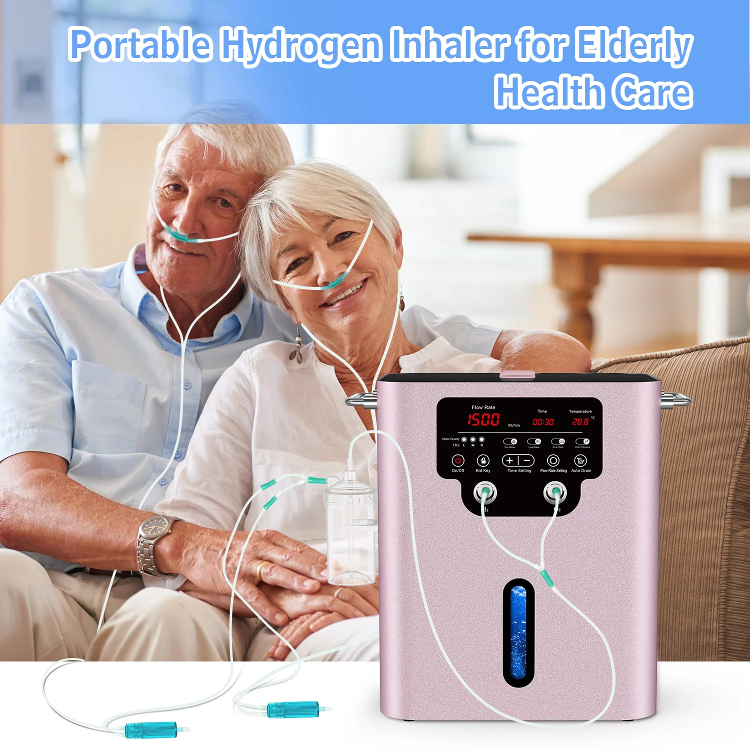 

New Home 99.99% Purity PEM Generador Hidrogeno Electrolysis Hydrogen Inhalation Machine 1800ml Hydrogen Generator