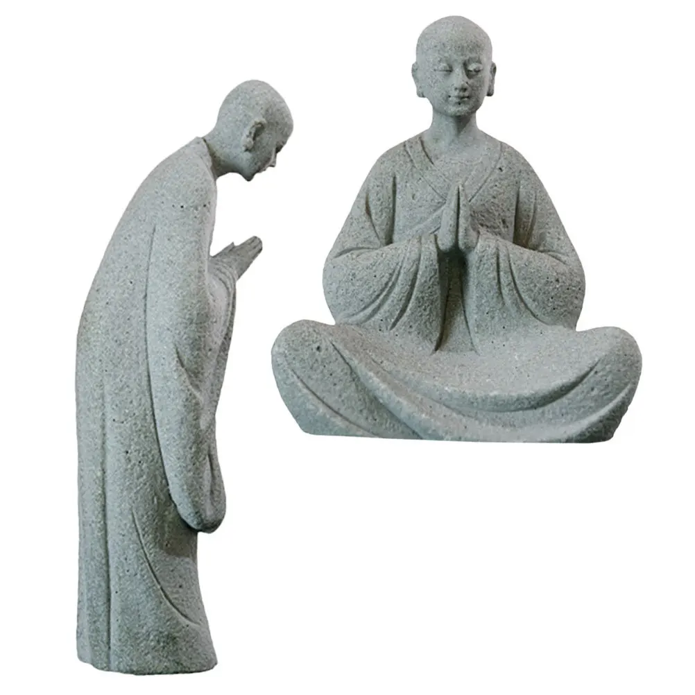 

2Pcs Monk Statue Ideal for Tea Table Zen Garden Home Office Desk Decor Landscaping Ornament Monk Statue