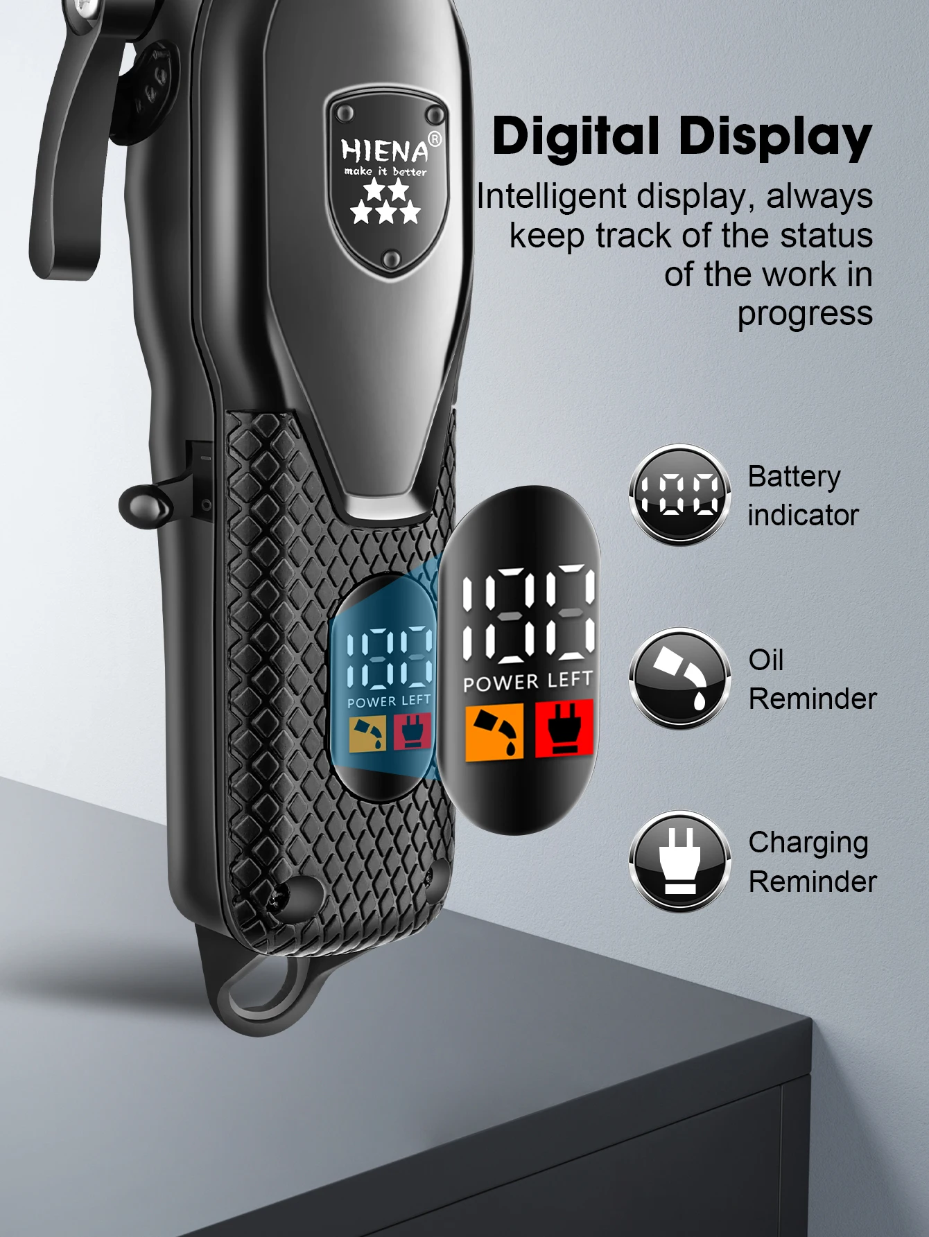 HIENA 2 Pieces Hair Trimmer For Man Waterproof Electric Hair Clippers Set Barber Shop Home
