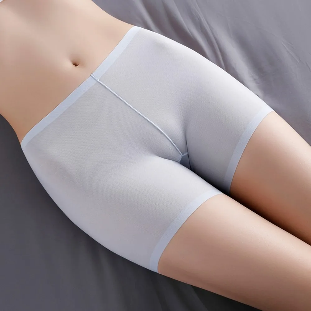 Women\'s Sexy Soft Seamless Safety Short Pants Panties Summer Under Skirt Shorts Ice Silk Breathable Tight Underwear Underpants