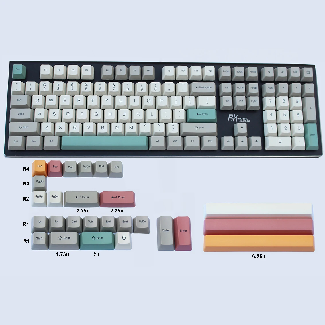 9009 Color Theme OEM or Cherry Dye-Sub Keycaps Thick PBT Material for MX Switches Fit 61 63 84 87 96 108 Mechanical Keyboards