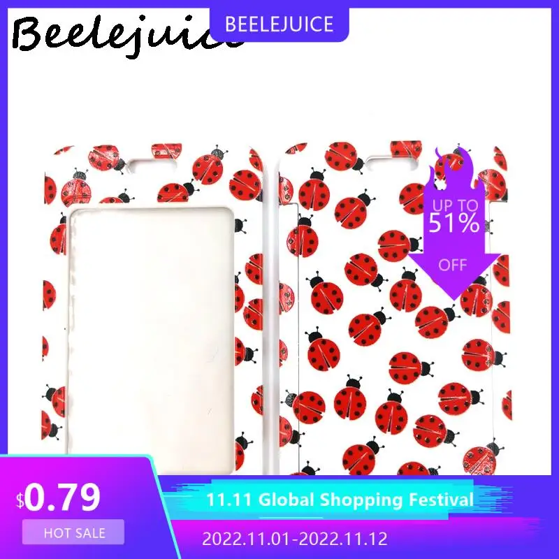 Ladybird Insect Lanyard Credit Card ID Holder Bag Student Women Travel Card Cover Badge Car Keychain Gifts Accessories