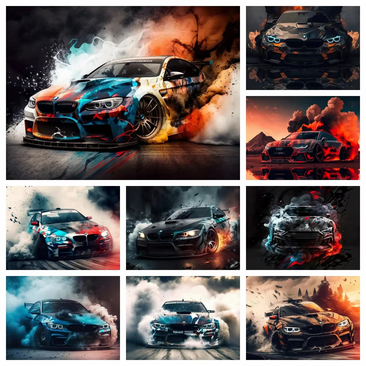 Racing Car Art RS7 RS6 E30 Diamond Painting Cross Stitch Kits Mosaic Embroidery Novelty Christmas Home Decor 5D DIY Art Gift