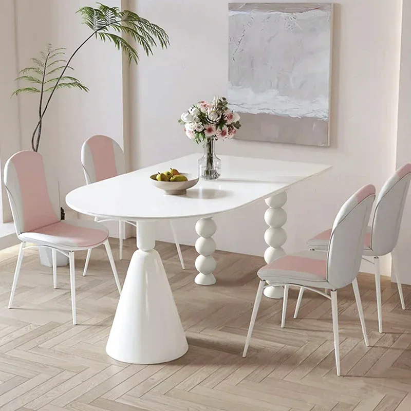 Exceptional Cream Style Table And Chairs, Simple Home, Semi-circular Island Table, Wabi-sabi Style Slate Long - Lasting
