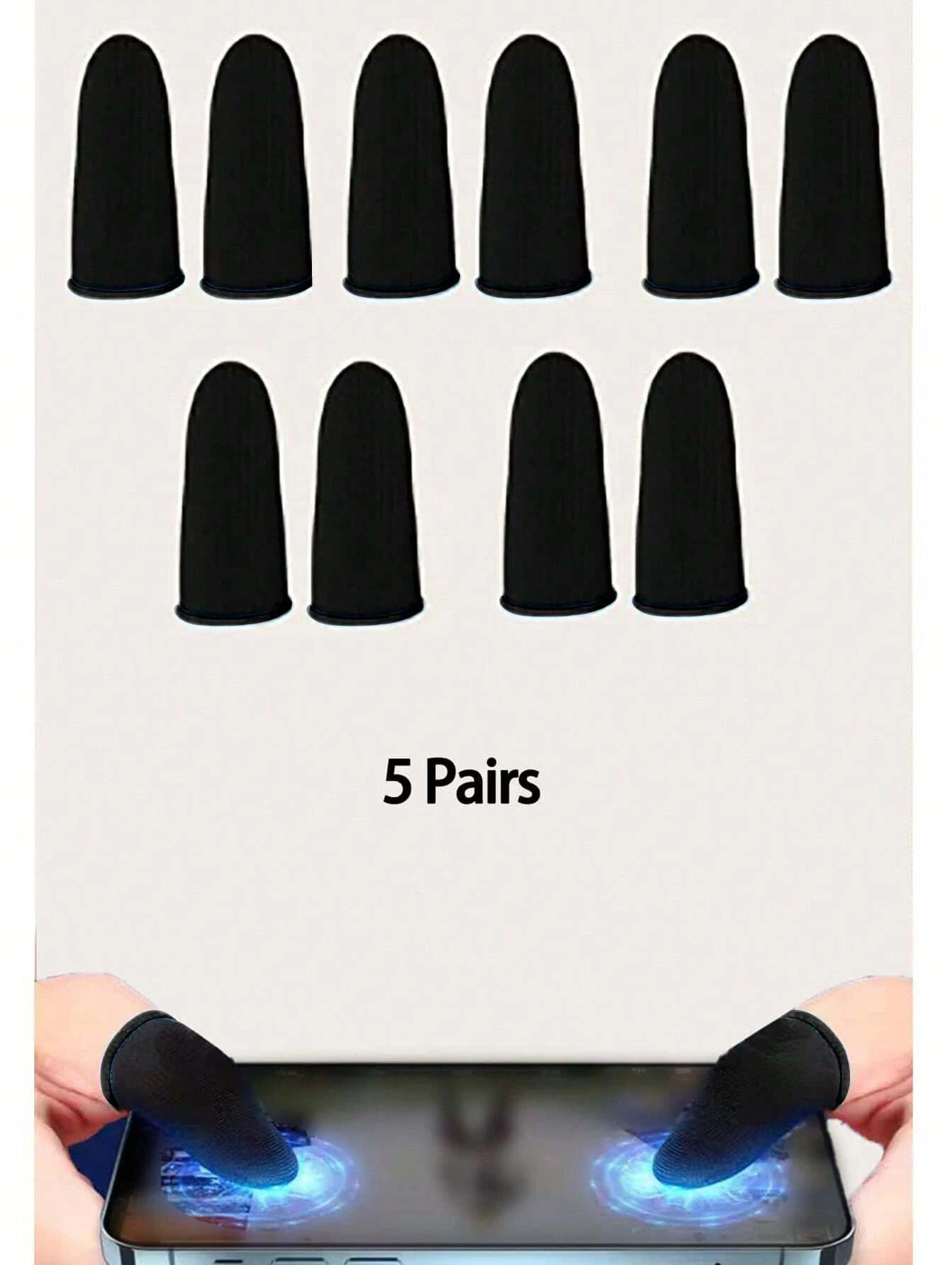 20 Pieces/10 Pairs of Breathable Game Finger Cots, Anti-Sweat Touch Screen Thumb Cots for Mobile Phones, Anti-Slip Finger Cots for Touch Screen Game