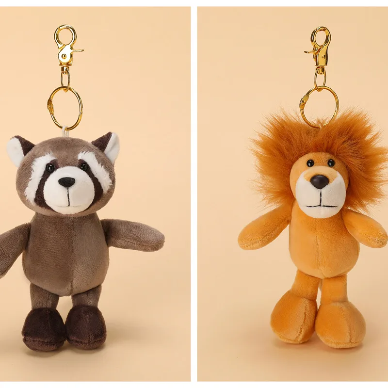 

15cm Cute Stuffed Doll Plush Toys Lifelike Lion Raccoon Forest Animals Plush Toy Pendant Keychain Birthday Gifts For Kids