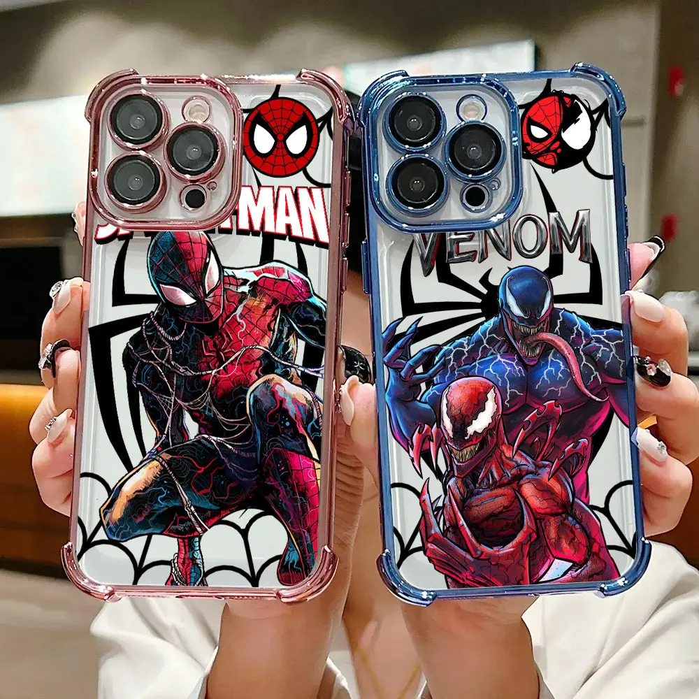 

Marvel Spderman Venom Art Case For iPhone 17 Air 16 15 14 11 12 13 Pro Max 16e 17E 15 Plus 13 Mini Shockproof Fundas Phone Cover