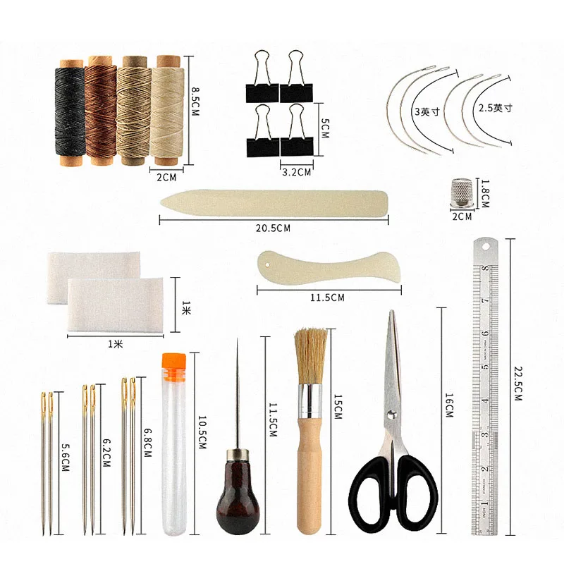 Kit alat Jahit Kulit profesional, Set kerajinan kulit DIY, alat jahit Manual, jahit pukulan