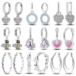 925 Silver Plated Woman Hoop Earring Original Pendientes For Jewelry Gift Fashion Eardrop