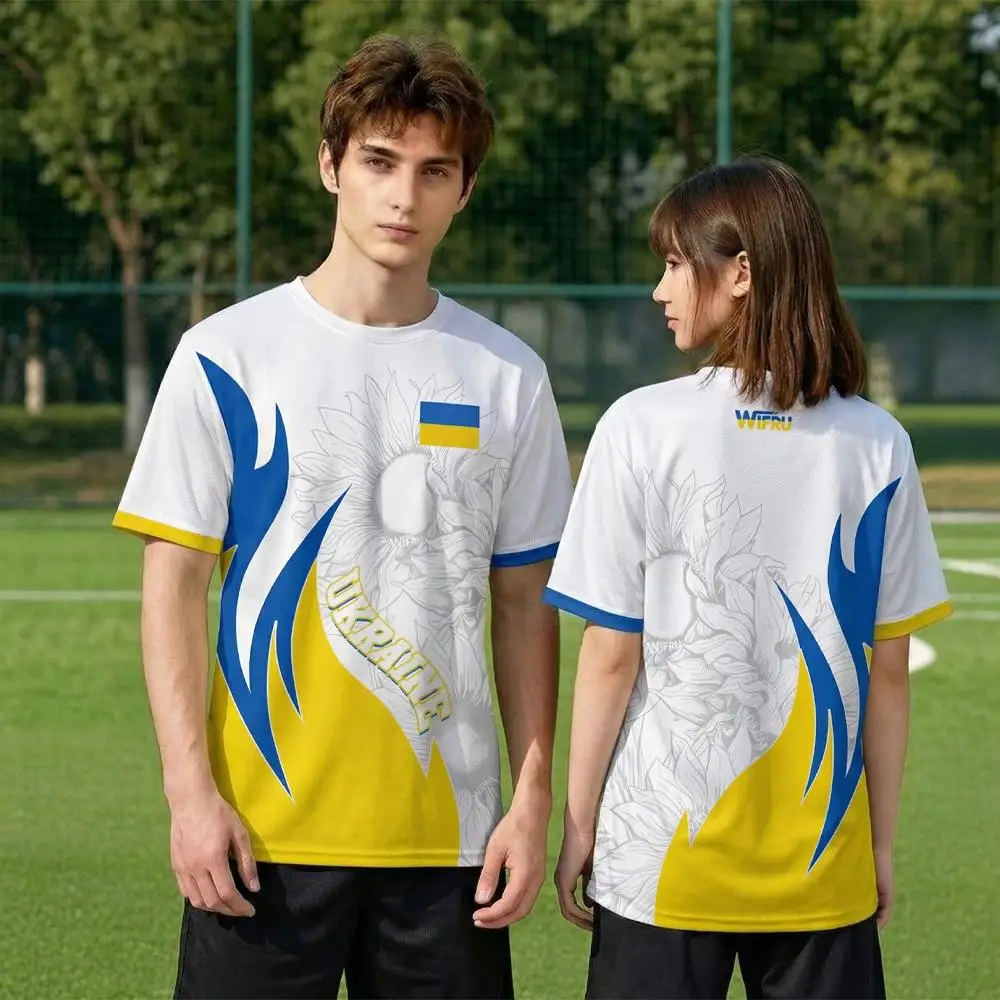 

Ukraine Flag Print T-shirt Men's Women's Outdoor Sports Quick-drying Jerseys WIFRU 2026 New Youth Casual Breathable Soccer Tee