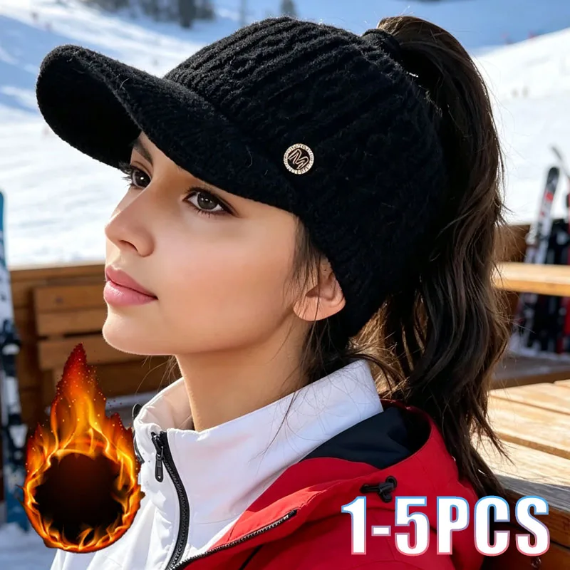 1-5PCS Knitted Velvet Beanie for Women Teens Stylish Warm Winter Outdoor Fall Cap Cozy Versatile Cold Weather Fashion Accessory