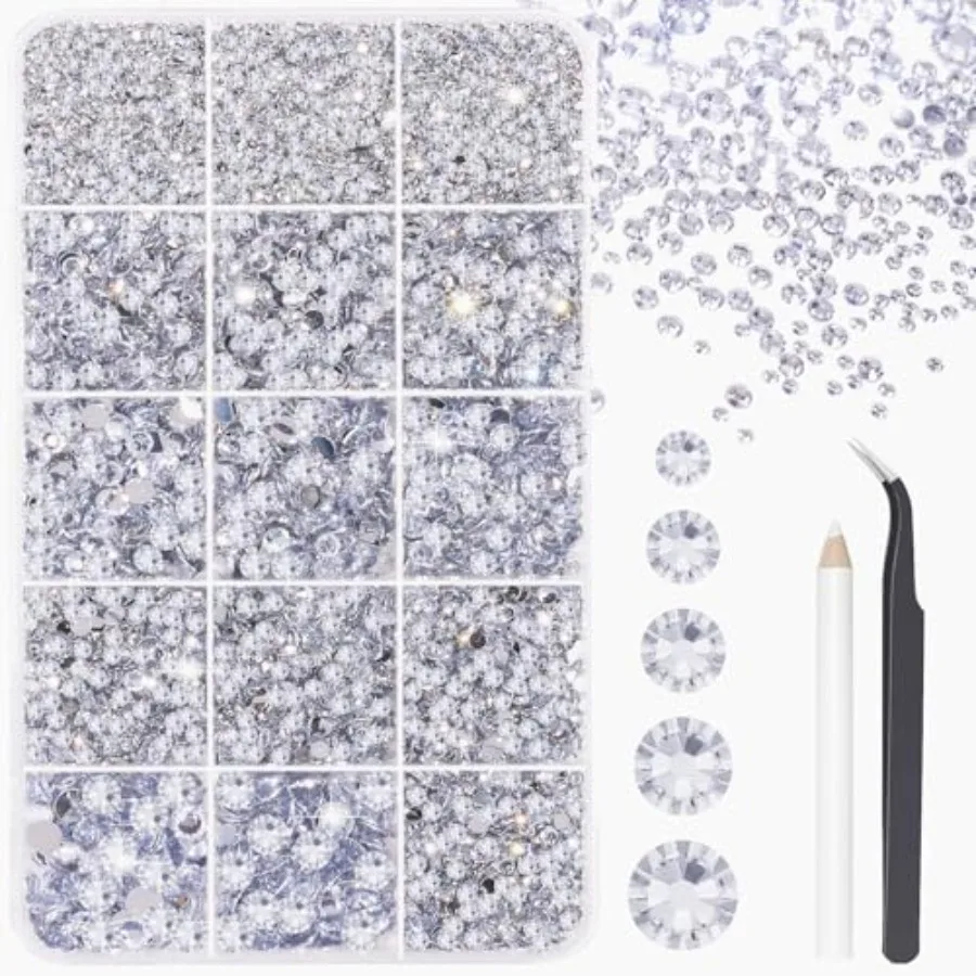 

Silver Rhinestones 15000 PCS Resin Rhinestone for Crafting Flatback Rhinestones in Mixed Sizes 2 3 4 5 6mm NonHotfix C