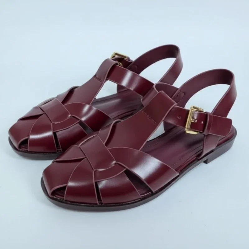 

Лидер продаж, женские золотые плетеные сандалии, модная богемная пляжная обувь на плоской подошве, удобные прозрачные шлепанцы с пряжкой и ремешком для отпуска