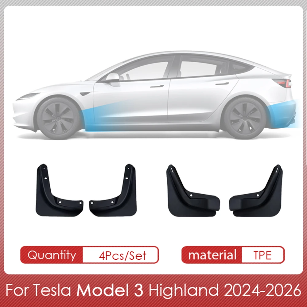Für Tesla Model 3 Highland Zubehör Schmutzfänger Vordere Hintere Radabdeckungen Spritzschutz für Tesla Model 3 Highland 2024-2026 – Detail 8