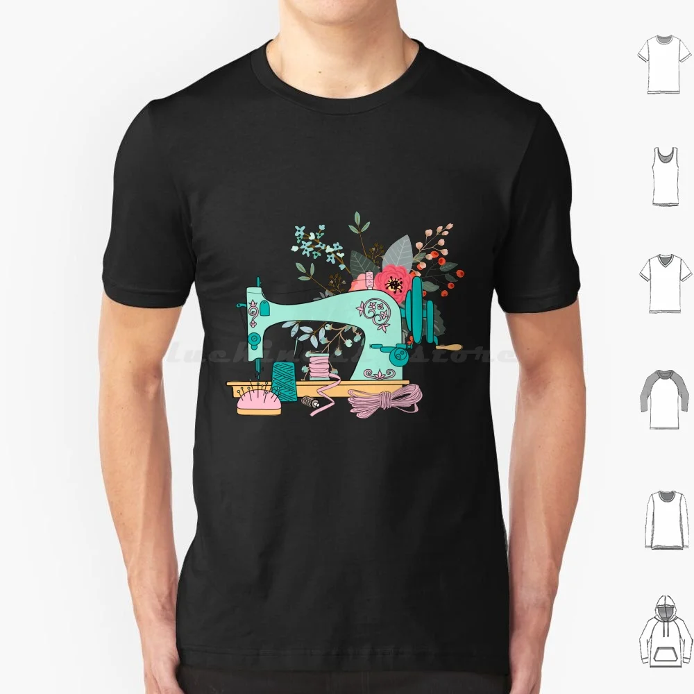 Patchworking-Floral Sewing Machine-Handsewer T Shirt Big Size 100% Cotton Sewing Machine Floral Sewing Machine Sewing Teacher