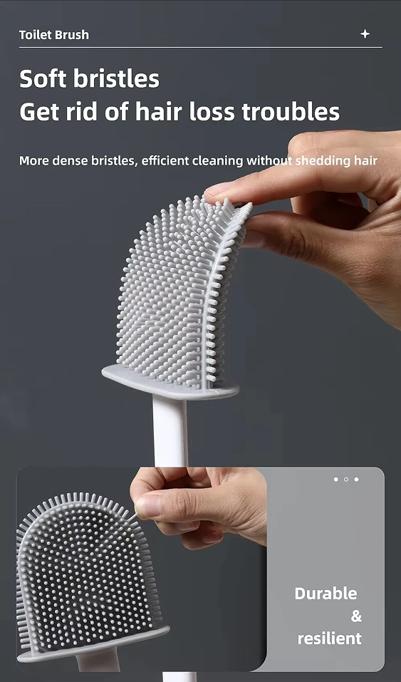 1PC Schwarz Wand Wc Pinsel Silikon Flache Pinsel Kopf Wc Pinsel Reiniger Pinsel Set Wc Reinigung Pinsel Badezimmer – Detail 4