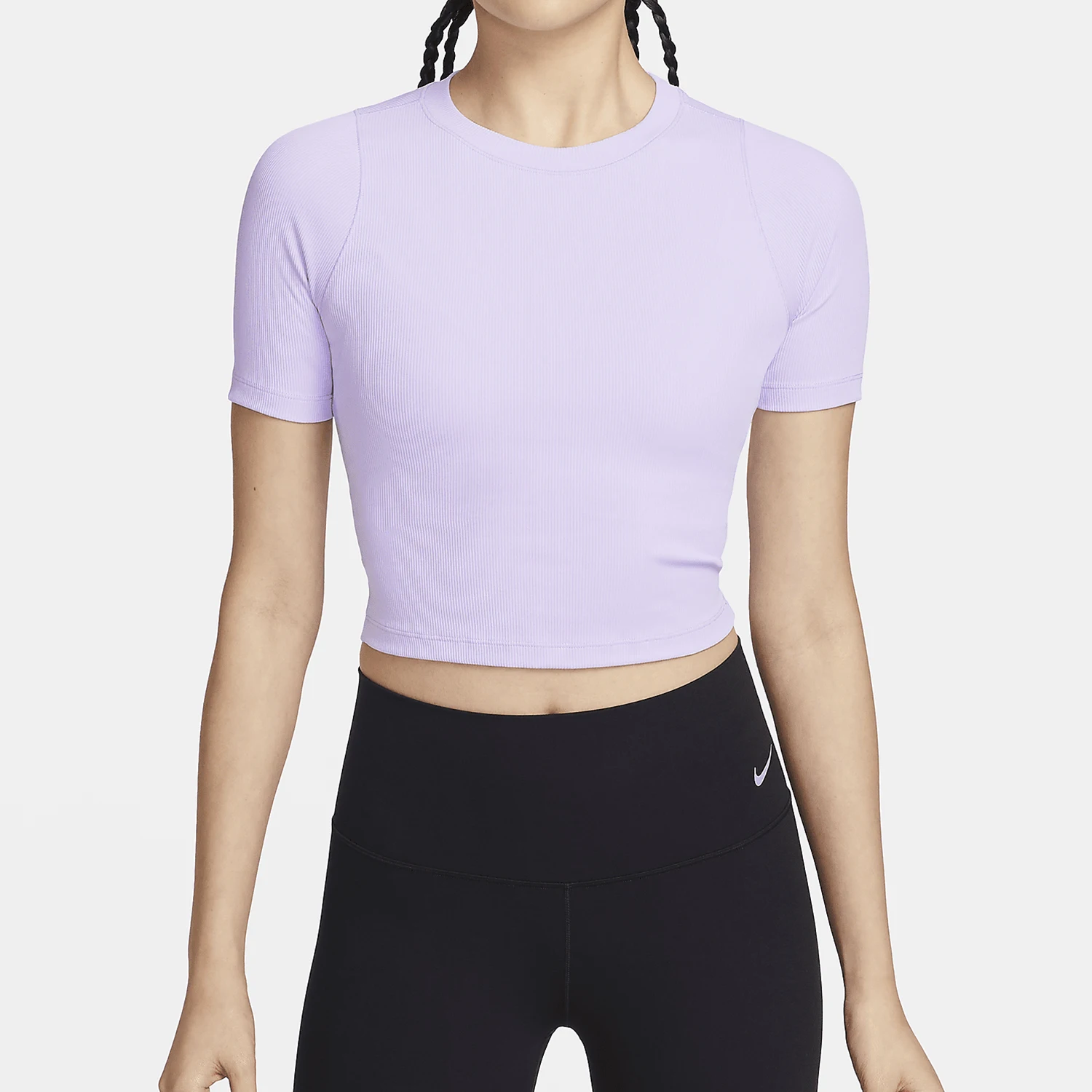 

Nike genuine New Women's Summer Ribbed Cropped Round Neck T-Shirt FN7468-512