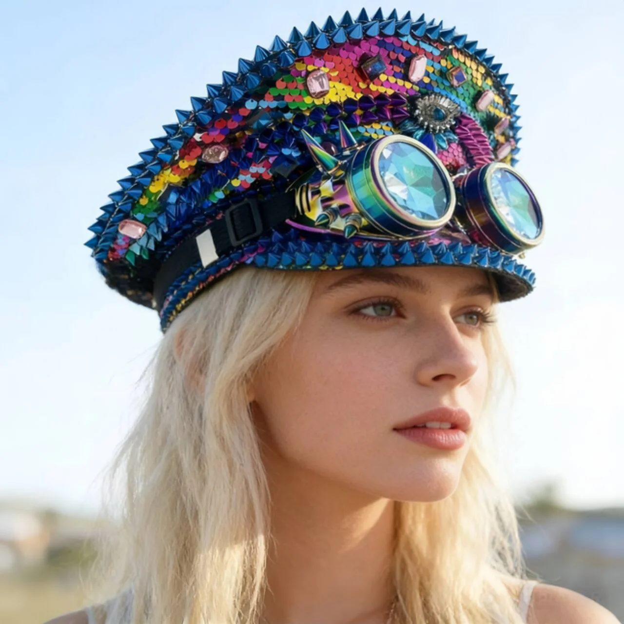 

Шляпа капитана в стиле стимпанк HongLuan класса люкс со стразами для Burningman Festival, винтажные военные аксессуары и военная кепка для мужчин и женщин