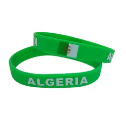 2pcs Algeria Flag Silicone Bracelets Sports Game Wristbands National Wrist Strap for Men Women Rubber Band Fashion Accessories