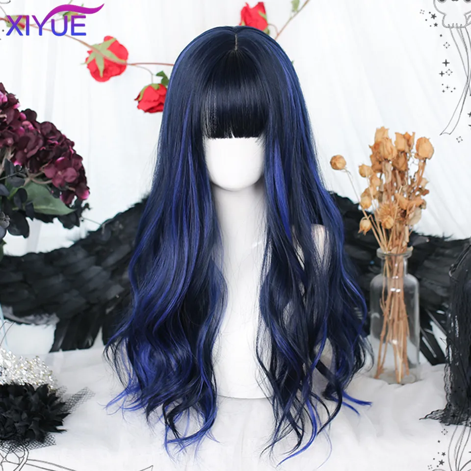 Niebieski Ombre Krótki Bob Body Wave Syntetyczne Peruki Dla Kobiet Natur syntetyczny Blond Cosplay Syntetyczne Włosy Naturalne Lolita Pelucas парик