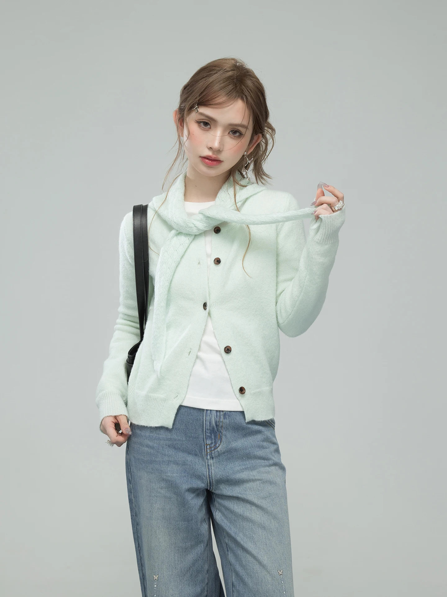 

ONEOFUUU Ladies' Woolen Knitted Sweater Mochi een e awl Casual Sle Long Sve Knitwear Oxygen Sensation Layering