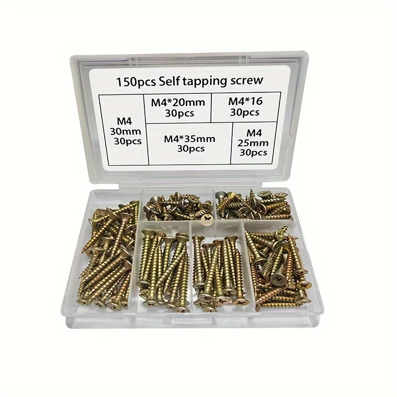 M4 meter flat head self tapping screw combination kit, reinforced self tapping wood screws, metal self tapping screws.