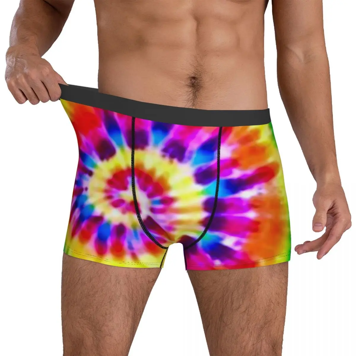 

Rainbow Tie Dye Underwear Psychedelic Supernova Pouch Hot Boxer Shorts Print Boxer Brief Cute Men Underpants Plus Size