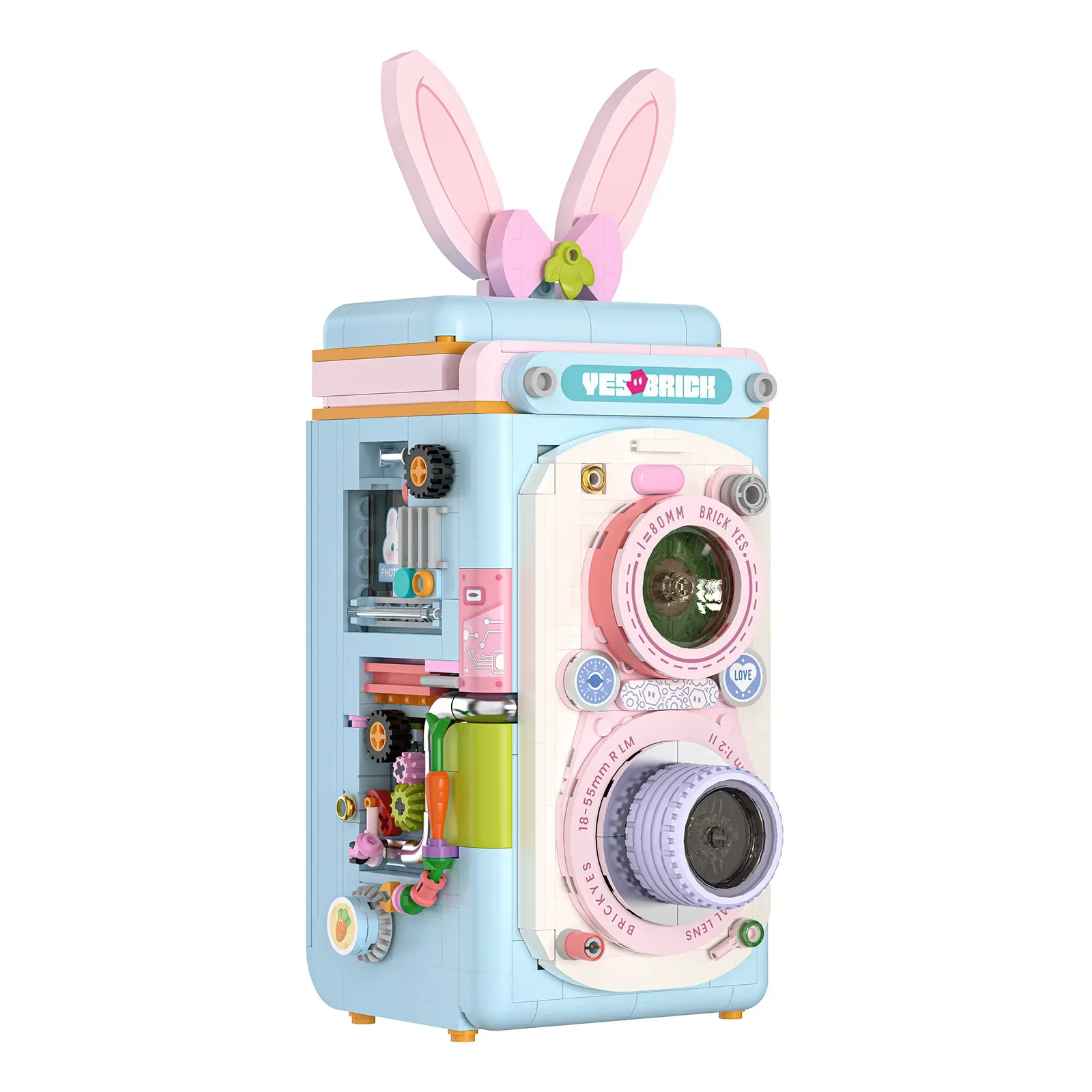 Ensemble de briques d'assemblage d'appareil photo pour enfants, micro bâtiment, mètre de nuit, jouet Tor, décoration de la maison, cadeau pour fille de 6 à 12 ans