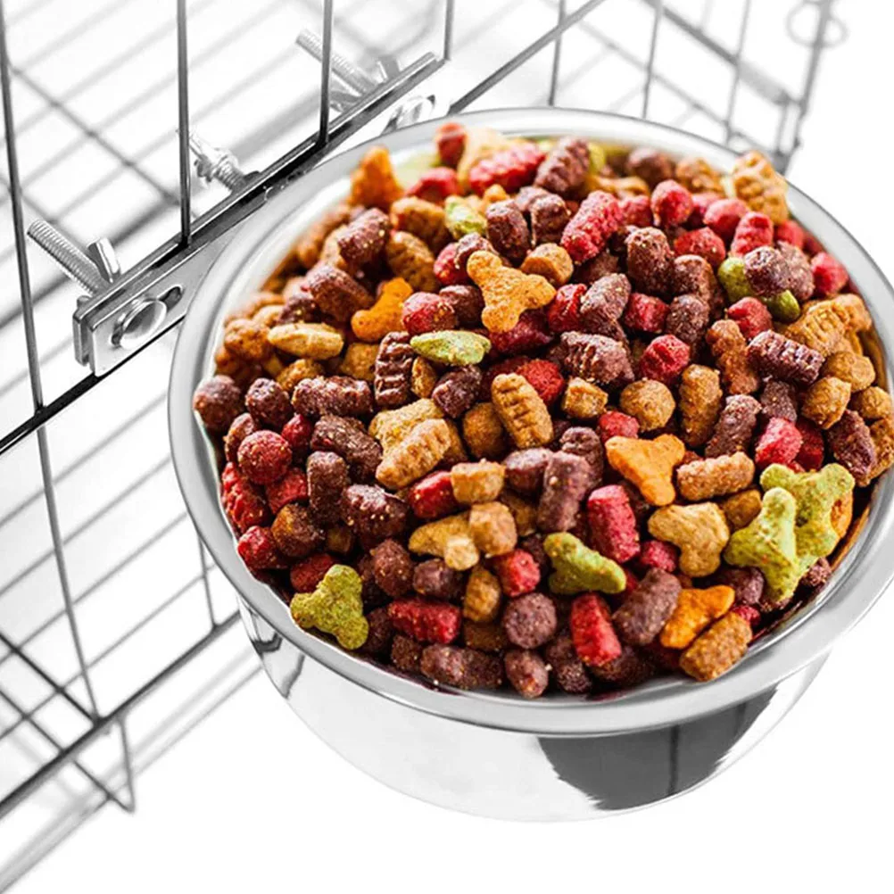 

Stainless Steel Pet Dog Cat Food Water Anti-Overturn Removable Hanging Bowl Easy Clean Durable Healthy Household Puppy Kitten