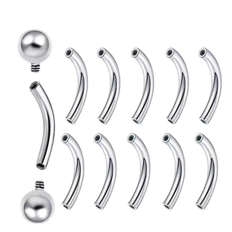 

10 Pcs ASTM F136 Titanium PIERC Internal Thread Bending Bar Replacement Accessories Tongue Nipple Ear Lip Piercing Wholesale