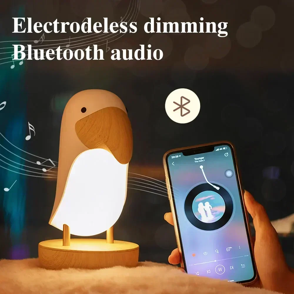 

Cute Bluetooth LED Night Light 2 in 1Toucan Bird wireless USB Bedroom Table Lamp Dimmable Home Lighting Bluetooth Speaker