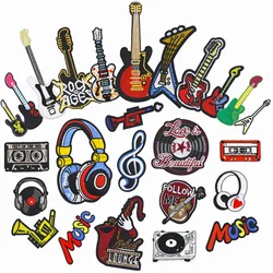 Musical Symbols Guitar Saxophone Instruments Emblem Clothing Accessories Sticker Embroidered Embroidery Sticker Iron-on Patches