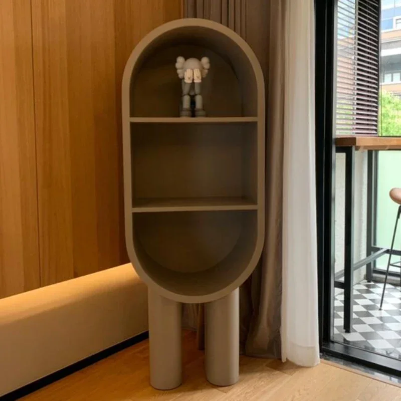 Nordic Showcase Display Cabinet Modern Curved Small Bookcase Storage Cabinet Shelf Clothes Closet Side Cabinet