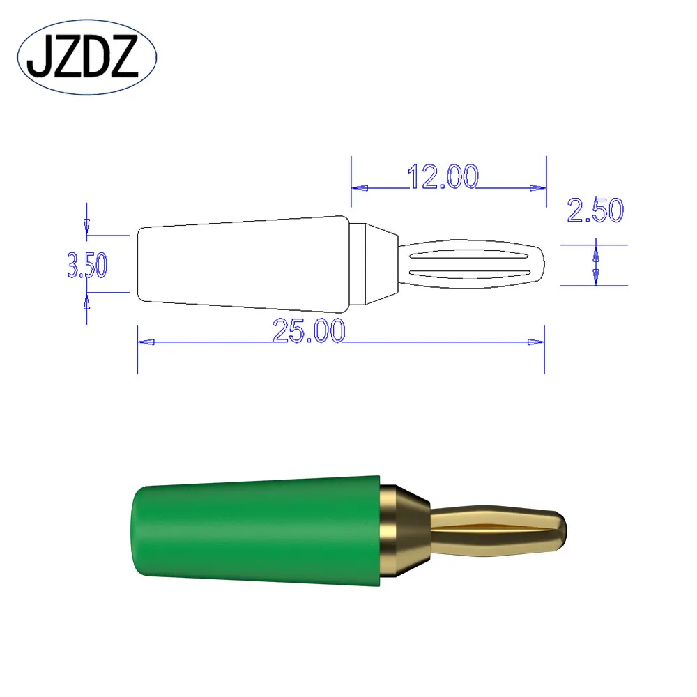 JZDZ 10 ADET 2.5 MM Muz Fiş Altın Kaplama Muz Pin Elektrik Konnektörü Aksesuarları J.10007
