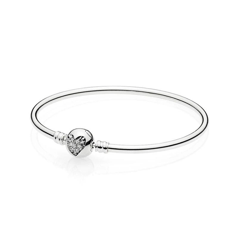 

Authentic 925 Sterling Silver Moments Heart of Winter "You Melt my Heart" Fashion Bangle Fit Women Bead Charm Gift DIY Jewelry