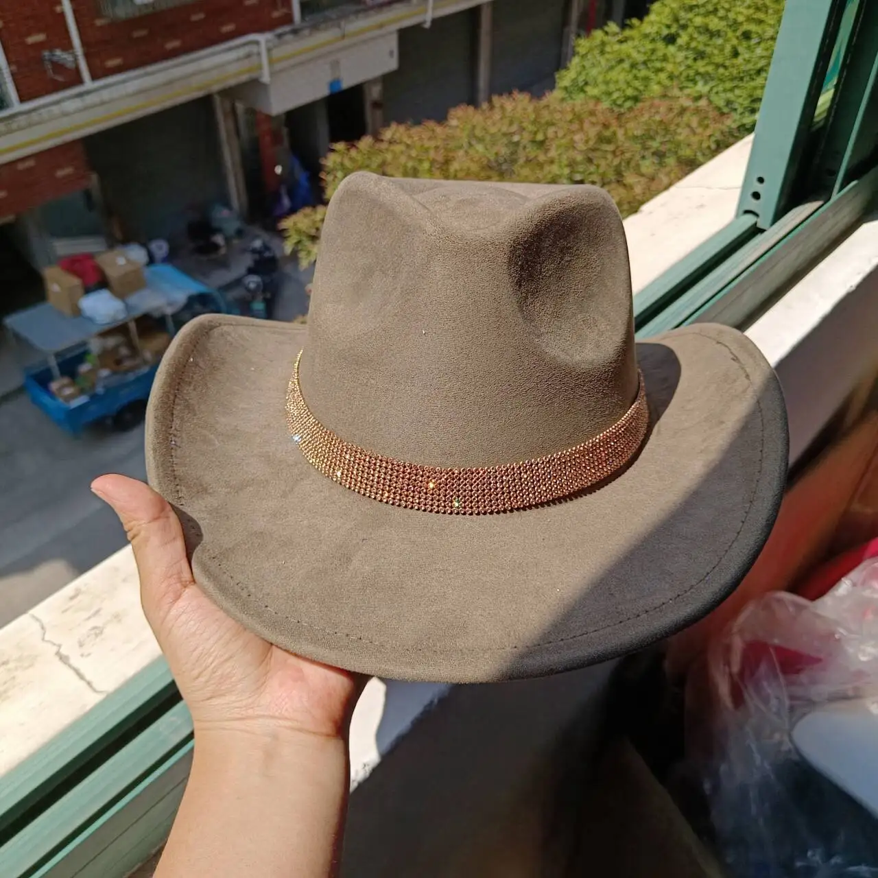 Suede cowboy hat 2024 new diamond strip accessories autumn and winter Panama western cowboy hat  ковбойская шляпа